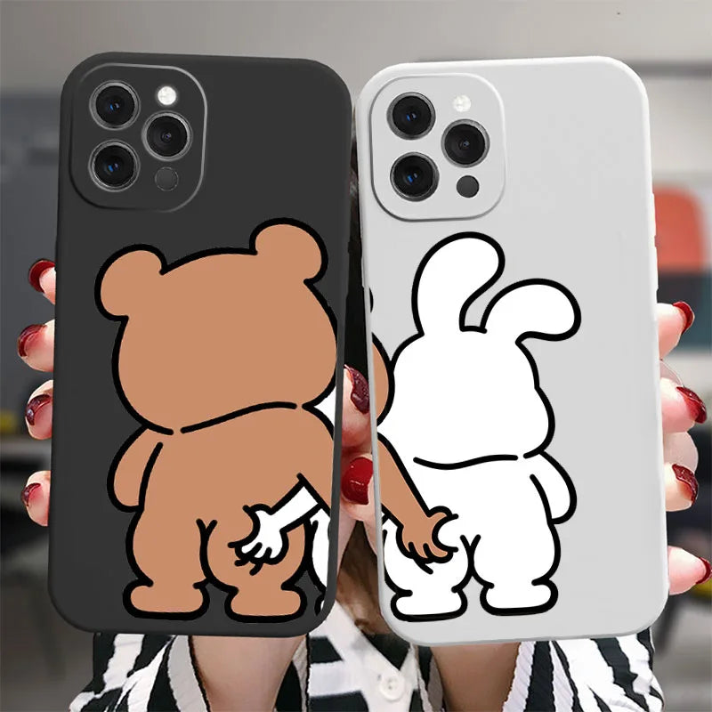 Cute Bunny & Bear Couple Phone Cases – Love in Every Call!